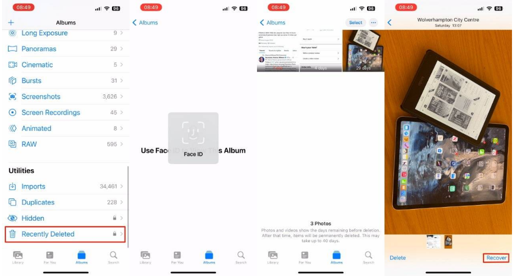 威远苹果14维修分享 iPhone14 上恢复已删除的照片 