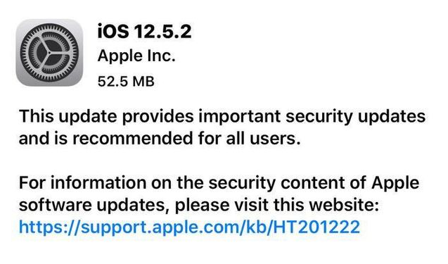 威远苹果手机维修分享iOS12.5.2发布，建议所有老苹果用户安装 